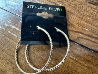Gold Over Sterling Silver Hoops Earrings