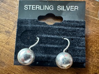 Sterling Silver Dangle Ball Earrings