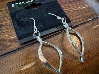 Sterling Silver Dangle Hand Hammered Earrings