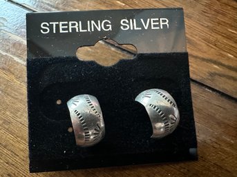 Sterling Silver Stud Southwest Cuff Hoop Earrings