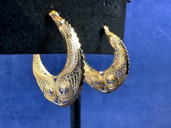 14K Yellow Gold Filigree Earrings