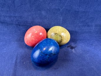 3 Colorful Gemstone Eggs 1.75'