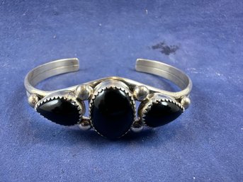 Sterling Silver Black Onyx Cuff Bracelet