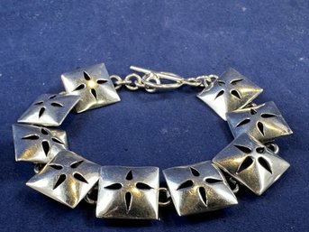Sterling Silver Square Linked Bracelet, 7.5' Toggle Clasp