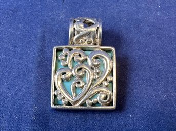 Sterling Silver & Turquoise Two Sided Pendant