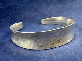 Sterling Silver Hammered Cuff Bracelet, Made In Mexico