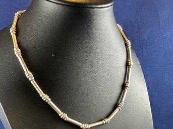 Sterling Silver Bead Necklace On String, 16' Toggle Clasp