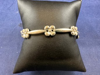 Sterling Silver Floral Bracelet, Made In Italy, 7.25'