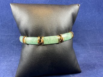 Gold Over Sterling Silver Jade Bracelet, 8'