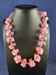 Vintage Pink Glass Flower Necklace, 18'