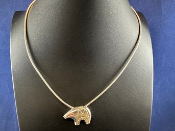 Sterling Silver  Fetish Bear Necklace, 18'