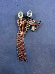 Vintage 1950 Ballroom Dancers Rhinestone Pin