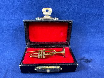 Authentic Models Handmade Mini Brass Trumpet In Case