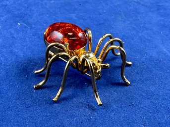 Gold And Amber Spider Pin, Wonderful Inclusions - Lot 1