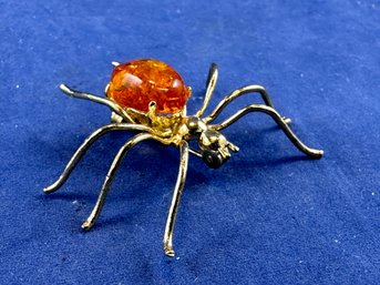 Gold And Amber Spider Pin, Wonderful Inclusions - Lot 2