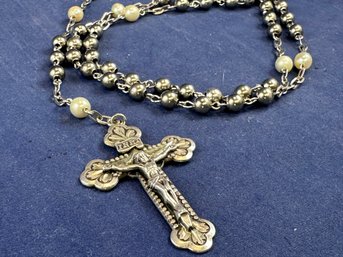 Sterling Silver And Pearl Rosary