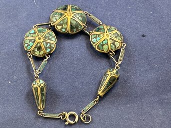 Tibetan Turquoise Inlay Bead Bracelet, 8' Lot 1