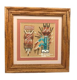 Authentic Navajo Sand Painting Ceremony Signed Art