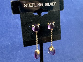 Gold Over Sterling Silver Amethyst Earrings