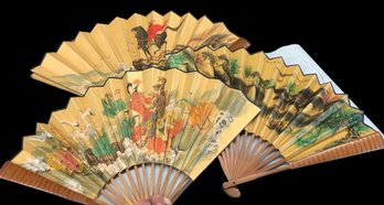Group Of 3, Vintage Wooden Asian Fans