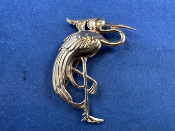 Rose Gold Over Silver Flamingo Pin Brooch