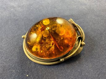 Fall Amber Sterling Silver Pin Brooch