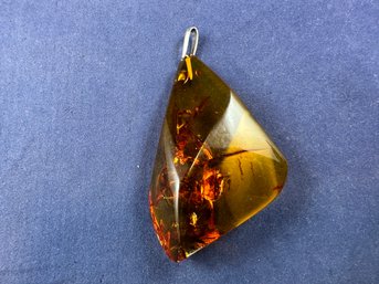 Fall Amber Sterling Silver Pendant Large