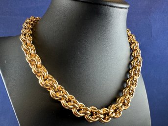 14K Yellow Gold Graduated Chain Link Necklace, 15.5'