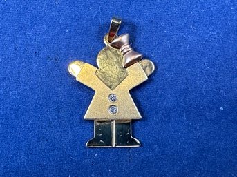 14K Yellow Gold Diamond Chip Girl Pendant