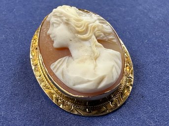 10K Yellow Gold Cameo Pin