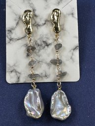 Gold Over Sterling Silver Dangle Pearl Earrings