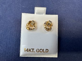 14K Yellow Gold Small Double Knot Earrings