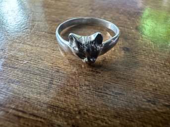 Sterling Silver Cat Ring, Size 7