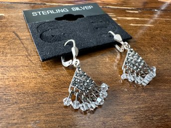 Sterling Silver Faceted Dangle Earrings