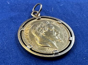 14K Gold Bezel Coin Pendant