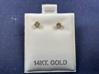 14K Yellow Gold Diamond Studs