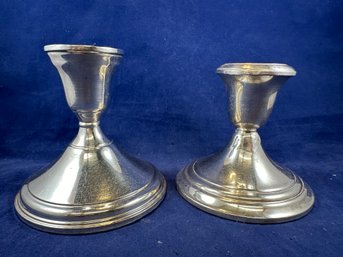 Sterling Silver Weighted Mismatched Candle Holders