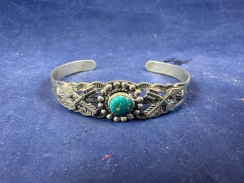 Sterling Silver Cuff Bracelet With Turquoise