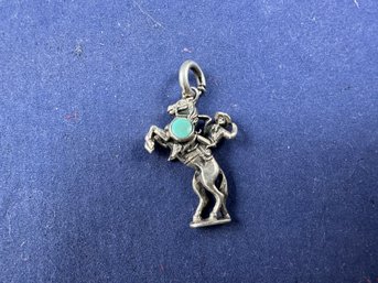 Sterling Silver Horse And Rider With Turquoise Charm