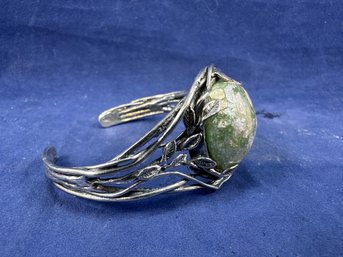 Sterling Silver Roman Glass Cuff Bracelet