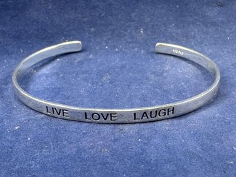 Sterling Silver Cuff Bracelet , Live Love Laugh