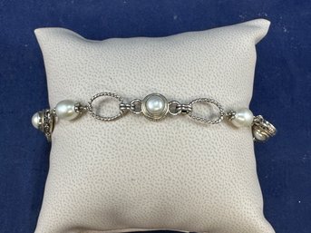 Sterling Silver Pearl Bracelet , 7-8'