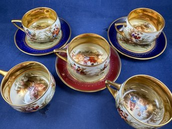 Trio Of Rosenthal Vienna Austria Demitasse Tea Cups & Saucers - With Two Extra Cups Without Saucer