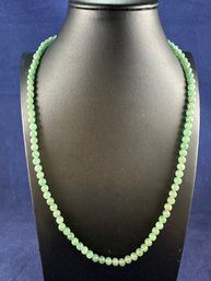 Jade Bead Necklace With Gold Tone Clasp, 23'