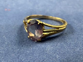 10K Yellow Gold Faceted Stone Ring, Size 5