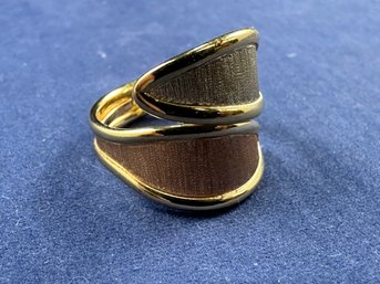 10K Yellow, White & Rose Gold Byass Ring, Size 6