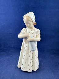Vintage Bing Grondahl B&G Figurine Girl Holding Doll Denmark Porcelain Figurine
