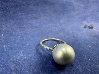 Sterling Silver & Pearl Ring, Size 5.5