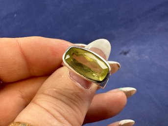 Sterling Silver Citrine Ring, Size 6.5