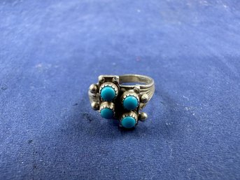 Sterling Silver Turquoise Ring, Size 4